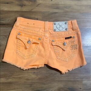 Miss Me Orange Jean Shorts Distressed Frayed Hem